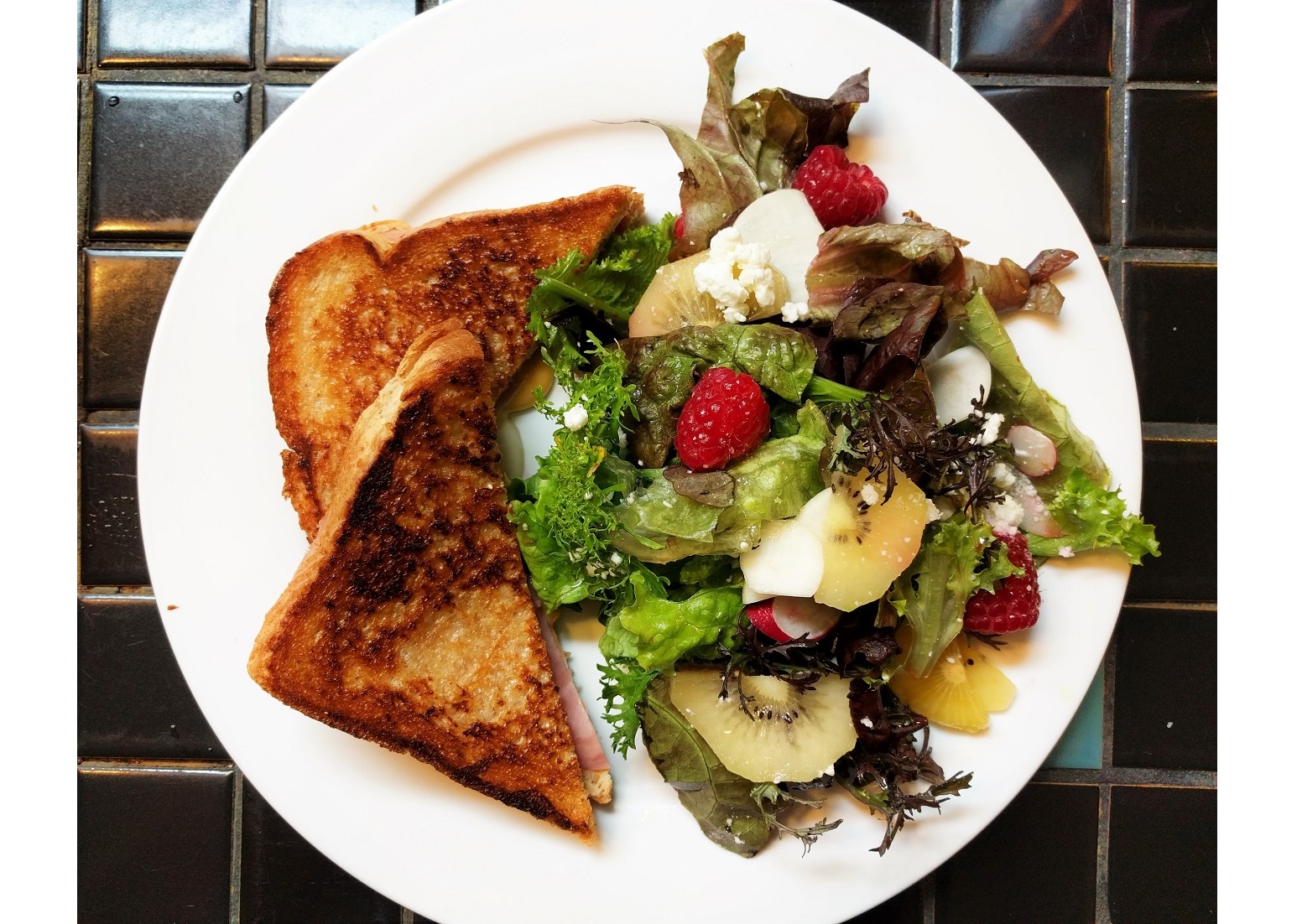 grilled cheese with fruit salad